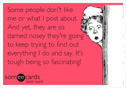 Nosey People Quotes, Nosey People, People Dont Like Me, News Memes, Funny Ecards, Funny News, Get A Life, Don't Like Me, Keep Trying