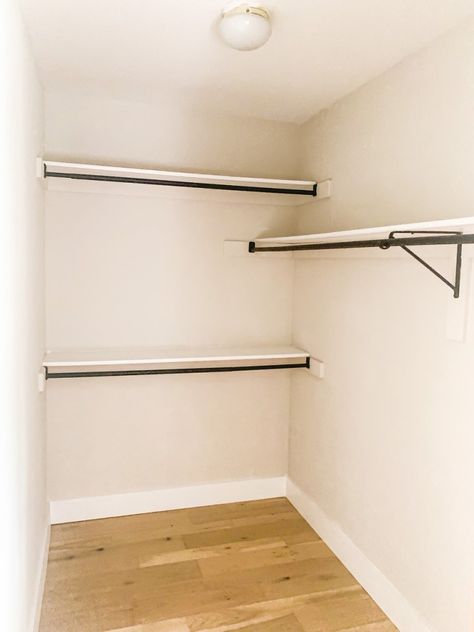 Diy Closet Rods Hanging Clothes, Closet Makeover On A Budget, Closet Makeovers, Diy Closet Shelves, Black Wall Hooks, Cheap Closet, Closet Makeover Diy, Black Closet, Enjoy The Weekend