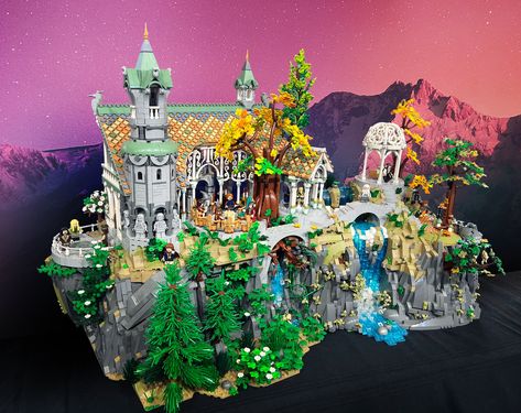 Rivendell | Lufo Brick | Flickr Lego Lotr Moc, Lego Lord Of The Rings Moc, Lego Castle Ideas, Lego Waterfall, Lego Rivendell, Lego Lotr, Castle Diy, Lego Ninjago City, Lego Christmas Village