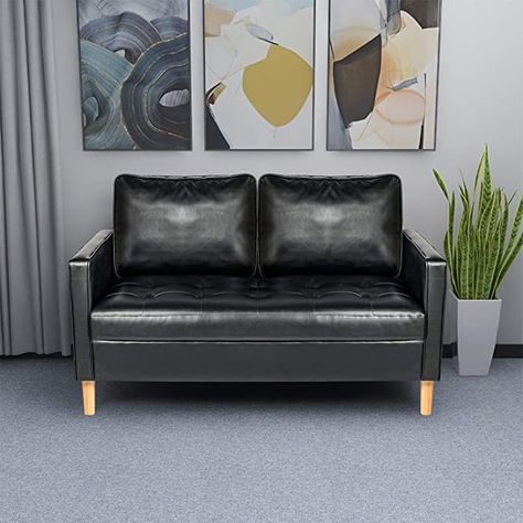 Amazon.com: 54.3" Modern Black Faux Leather Love Seats Futon Sofa Loveseat Living Room Office Couch Small Space Configurable Sofa Black: Furniture & Decor Couch Small Space, Leather Sofa Couch, Couches For Small Spaces, Love Seats, Loveseat Living Room, Modern Sofa Couch, Small Couch, Sofa Black, Loveseat Sleeper