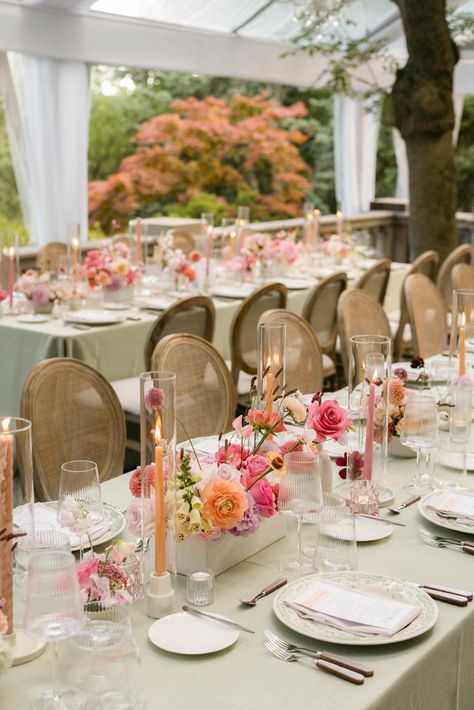 Looking for pink wedding reception ideas?Look no further than this bright wedding with pops of peach, pink, and oranges!Photography: 515 Photo Co (http://www.515photoco.com) Oranges Photography, Bright Pink Wedding, Graydon Hall Manor, Pink Wedding Receptions, Floral Veil, Wedding Reception Ideas, Bright Wedding, Manor Wedding, Wedding Centerpieces Diy