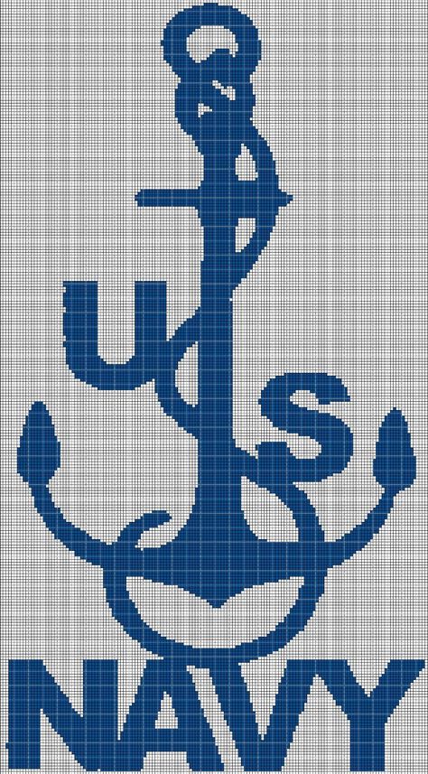 Схема вышивки крестом силуэта USNavy 3 в pdf Us Navy Cross Stitch Pattern, Navy Cross Stitch, Military Cross, Grid Art, Navy Cross, Native American Beadwork Patterns, Digital Computer, Easy Pixel Art, Native American Beadwork