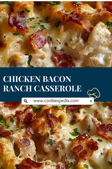 Looking for an easy recipe that’s a hit at any party? This Chicken Bacon Ranch Casserole is creamy, cheesy, and loaded with flavor! Made with tender chicken, crispy bacon, and a delicious Ranch-Alfredo sauce, it's a crowd-pleaser that’s super simple to make. Serve up this tasty dish and watch it disappear fast! 😋 Family Dinner Ideas Chicken, Oven Cooked Bacon, Spicy Ranch Dressing, Bacon Ranch Casserole, Keto Ground Beef Recipes, Keto Ground Beef, Recipes Ground Beef, Ranch Casserole, Chicken Freezer Meals