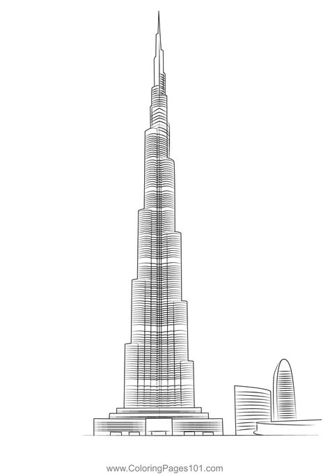 Burj Khalifa Cool Background Coloring Page Burj Khalifa Drawing, Cool Background, Architecture Drawing Plan, Hand Lettering Tutorial, Travel Stickers, Gcse Art, Portrait Sketches, Lettering Tutorial, Cool Backgrounds