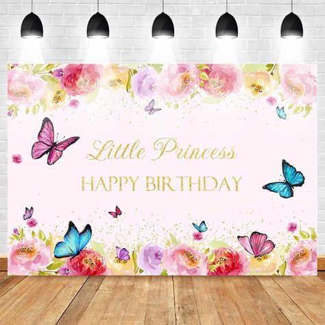 Happy Birthday Photo Background for Little Princess Flower Backdrop Butterfly Baby Party Banner Backgrounds Gold Sequins Spring| | - AliExpress Princess Happy Birthday Banner, Princess Happy Birthday, Backdrop Butterfly, Birthday Photo Background, Music Notes Background, Happy Birthday Photo, Pink Floyd Poster, Happy Birthday Photos, Princess Flower