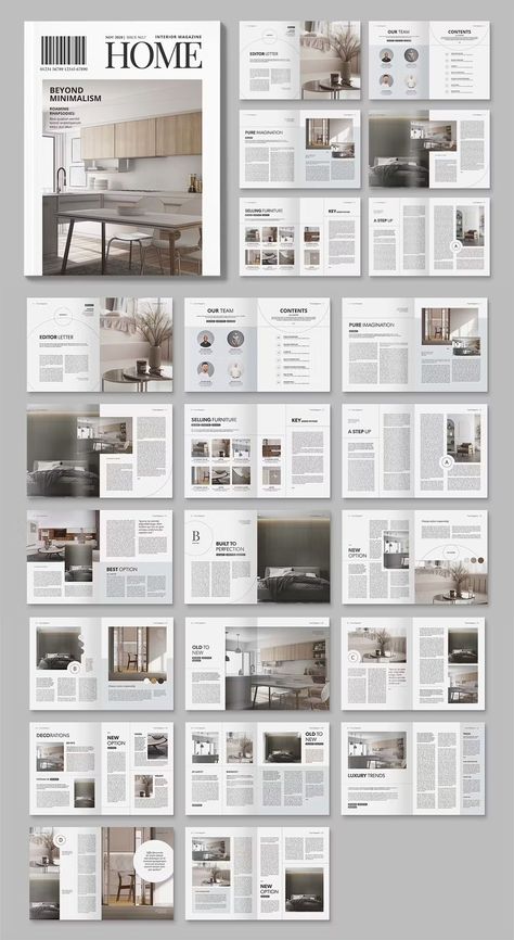 Webdesign inspiration Indesign Layout Interior Design, Simple Magazine Layout Design, Indesign Templates Architecture, House Magazine Layout, Magazine Lay Out Design, Magazine Cover Interior Design, Home Decor Magazine Layout, Home Magazine Design, Magazine Layout Design Architecture