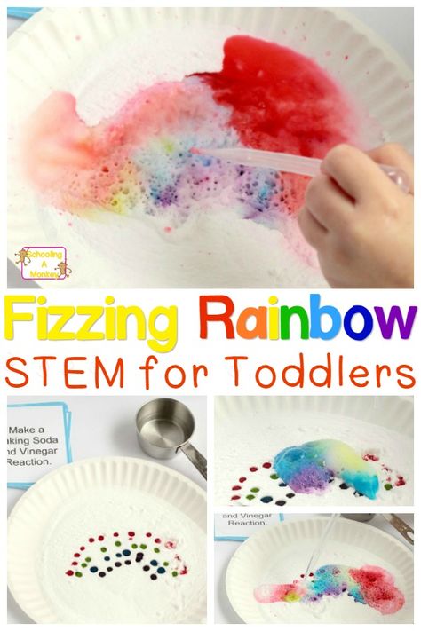 If you want to try STEM activities for toddlers and preschoolers, start with easy, fun things! These fizzing rainbows fit the bill perfectly and are easy! Stem Activities For Toddlers, Rainbow Stem, Rainbow Baking, Toddler Stem, Science For Toddlers, Rainbow Activities, March Crafts, Preschool Stem, Spring Crafts For Kids