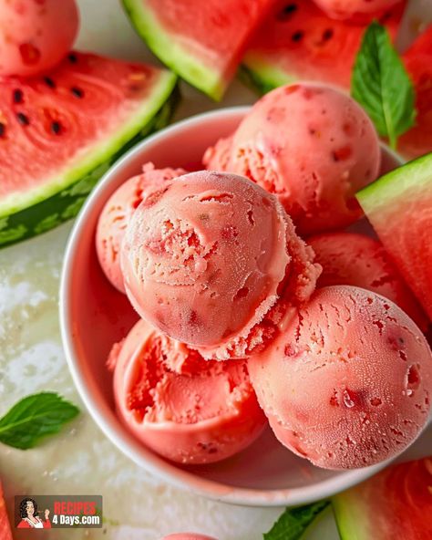 Rice Krispie Cookies Watermelon Soft Serve, Rice Krispie Cookies, Watermelon Lime Sorbet, Watermelon Sorbet Recipes, Juice Making, Homemade Sorbet, Pineapple Sorbet, Watermelon Sorbet, Watermelon Ice Cream