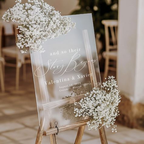 Story Begins Elegant Wedding Welcome Acrylic Sign Welcome To The Wedding Sign, Wishing Well Wedding, Elopement Invitation, Event Signage, Custom Wedding Signs, Engagement Invitations, Wedding Welcome Sign, Welcome To Our Wedding, Wedding Welcome Signs