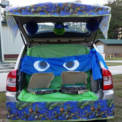 Teenage Mutant Ninja Turtle Trunk or Treat (candy in empty Pizza Hutt boxes)… Ninja Trunk Or Treat Ideas, Ninja Turtle Trunk Or Treat Ideas For Cars, Teenage Mutant Ninja Turtle Trunk Or Treat, Ninja Turtles Trunk Or Treat Ideas, Ninja Turtle Trunk Or Treat Ideas, Tmnt Trunk Or Treat Ideas, Ninja Turtles Trunk Or Treat, Ninja Turtle Trunk Or Treat, Ninja Turtle Pumpkin