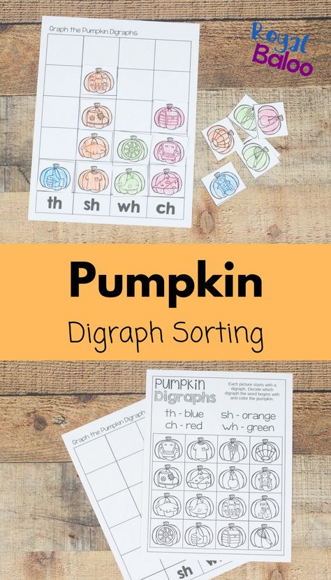 Combine two subjects with one activity in this fun pumpkin digraph and graphing set! Work on sounding out words that begin with digraphs! Fall Digraph Activities, Digraph Activities First Grade, Halloween Digraphs, Autumn Homeschool, Halloween Phonics, Teaching Digraphs, Digraph Games, Fall Homeschool, Pumpkin Centers