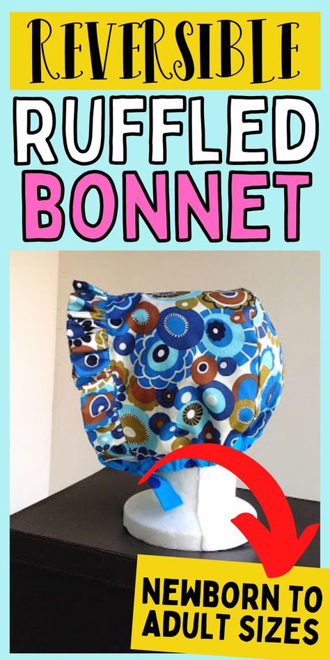 Tips for sewing a bonnet. Easy tips to make a bonnet. How to sew a baby bonnet. Baby Bonnet Pattern Free, Baby Bonnet Pattern, Tie Blankets, Bonnet Pattern, Baby Bonnets, Baby Bonnet, Baby Sewing Patterns, Easy Sewing Patterns, Free Baby Stuff