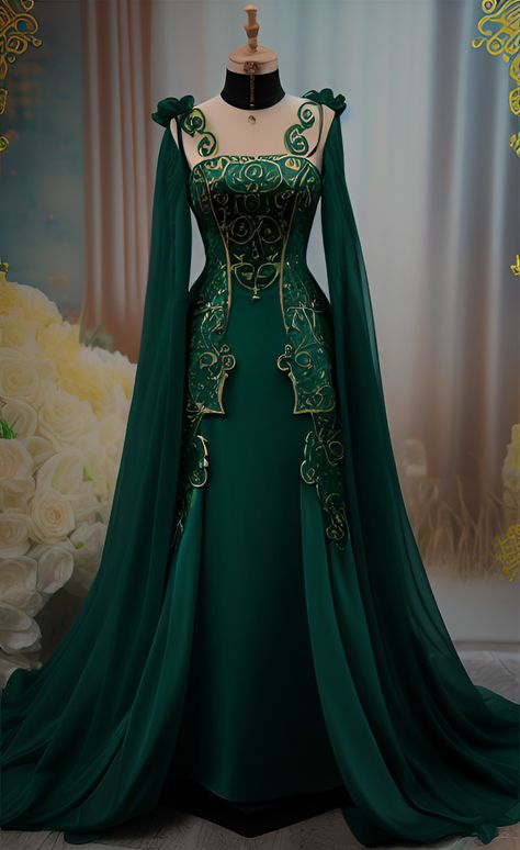 Emerald Green Fantasy Dress, Green Fantasy Outfit, Female Armor Dress, Green Fantasy Dress, Asgardian Dress, Viserys Targaryen, Dress Queen, Armor Dress, Fantasy Dresses