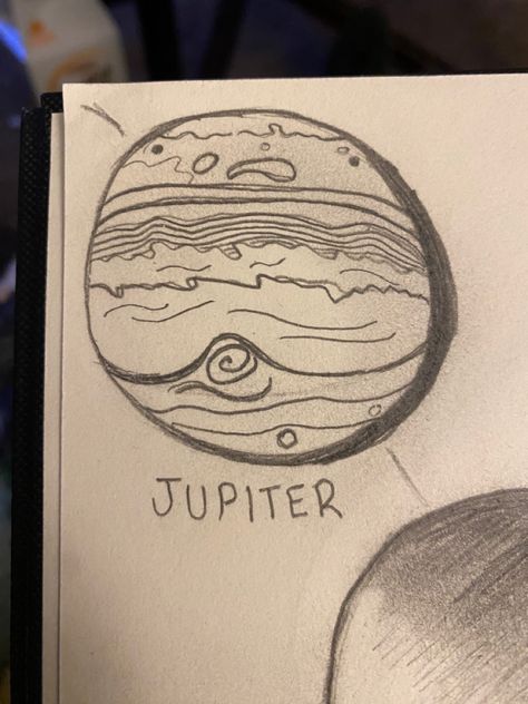 Jupiter Sketch, Sick Doodles, Drawing Planets, Jupiter Drawing, Taurus Art, Planner Doodles, Planet Drawing, Arte Doodle, Weird Drawings