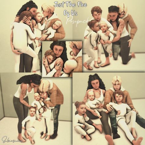 Just The Five Of Us POSEPACK | Patreon Family Of 5 Pose Pack Sims 4, Sims 4 Family Poses 4 People, Family Pose Pack Sims 4, Ts4 Infants, Sims 4 Couple Poses, Sims Poses, Ts4 Poses, Cc Shopping, Cc Sims4