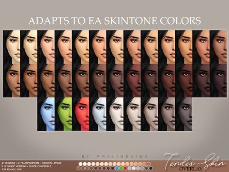 sims 4 cc // custom content skin tones // Pralinesims' Tender Skin Overlay (Female) Skin Overlay, Flower Skin, The Sims 4 Skin, Sims 4 Anime, Men's Facial Hair, Sims 4 Game Mods, Sims 4 Cc Skin, Sims 4 Gameplay, Sims 4 Teen