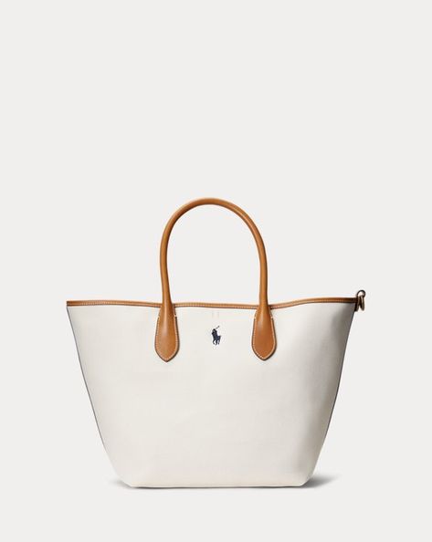 Canvas Medium Bellport Tote Ralph Lauren Tote, Sacs Design, Ralph Lauren Bags, Women Ralph Lauren, Womens Designer Bags, Quilted Backpack, Leather Duffle Bag, Leather Duffle, Crossbody Tote Bag