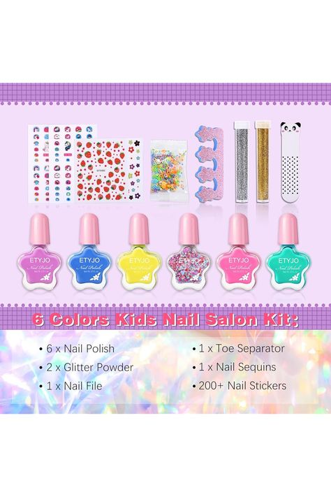 Kids Nail Polish Non-Toxic Nail Polish Set for Girls Water Based Peel off Quick Dry Nail Polish 6 Colors Nail Art Kits for Kids Age 3  Girl Birthday Gift Kids Nail Salon, Birthday Nail, Kids Nail Polish, Nail Art Kits, Quick Dry Nail Polish, Art Kits For Kids, Dry Nails Quick, 3 Girl, Dry Nail Polish