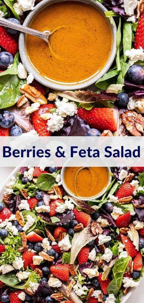 Salad With Berries And Feta, Salad Challenge, Strawberry Feta, Gluten Free Recipes Side Dishes, Spring Mix Salad, Feta Cheese Salad, Super Salads, Red Wine Vinaigrette, Salads Recipes