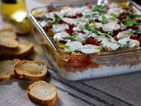 Get Italian Seven-Layer Dip Recipe from Food Network Italian Dips, Italian Dip, 7 Layer Dip Recipe, Giada At Home, Trisha Yearwood Recipes, Italian Recipes Appetizers, Layered Dip Recipes, 7 Layer Dip, Seven Layer Dip