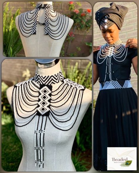 Trending Xhosa Beads. - Gist94 Xhosa Beads Necklaces, Xhosa Beads Beadwork, Xhosa Beads, Xhosa Beadwork, Black And White Traditional, Zulu Traditional Attire, South African Jewelry, Xhosa Attire, South African Traditional Dresses