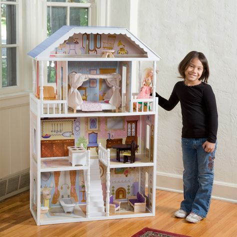 KidKraft Savannah Dollhouse - Dollhouses at Hayneedle American Girl House, American Girl Dollhouse, Pink Dollhouse, Girls Dollhouse, Doll House Plans, Barbie Doll House, Doll Family, Barbie House, Girl House