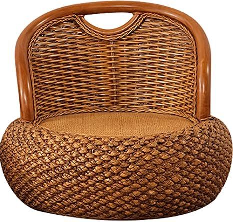 Kelendle Round Rattan Floor Chair with Ergonomic Backrest Floor Lazy Chair Tatami Floor Seat Floor Meditation Chair Floor Seat Futon for Home and Office Decoration (Dark Brown) Patio House Ideas, Tatami Mattress, Comfortable Mattress, Tatami Floor, Bedroom With Balcony, Lazy Chair, Meditation Chair, Necklace Hanger, Patterned Chair