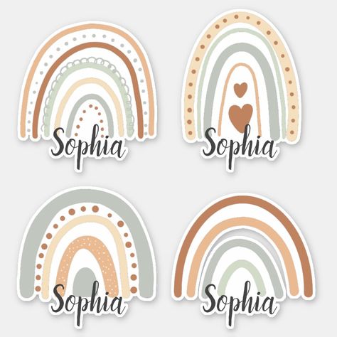 Popular Stickers, Rainbow Names, Neutral Rainbow, Drawing Stuff, Boho Rainbow, Office Accessories, Name Tags, Name Tag, Bulletin Board