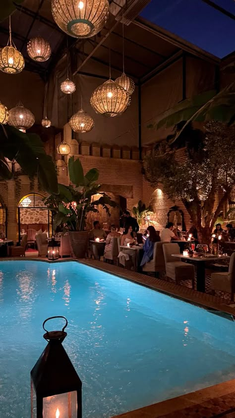 Marrakech Nightlife, Marrakesh Aesthetic, Morocco Villa, Morroco Aesthetic, Marrakech Morocco Aesthetic, Morroco Marrakech, Morocco Vacation, Moroccan Summer, Morocco Aesthetic