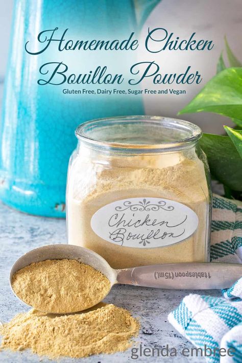 Homemade Chicken Bouillon Powder - Glenda Embree Homemade Chicken Bouillon, Chicken Bouillon Recipe, Best Chicken Taco Recipe, Bouillon Recipe, Chicken Bouillon Powder, Chicken Pot Pie Soup Recipe, Diy Condiments, Bouillon Powder, Ramen Seasoning