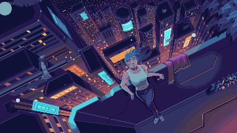 Pixel Art Nostalgic, Pixel City Gif, Pixel Chill, Cyberpunk Banner, Chill Gif, Pixel City, Chill Art, Pixel Gif, Pixel Art Landscape