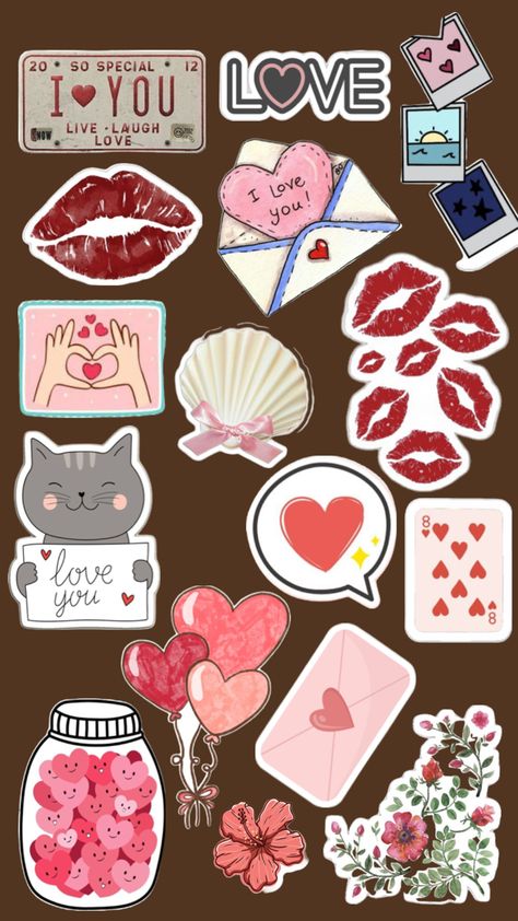 Cute love stickers | printable stickers sheet Love Stickers Printable, Cute Love Stickers, Sticker Album Diy, Printable Stickers Sheet, Phone Cover Stickers, Scrapbook Paper Designs, Baby Cartoon Drawing, Diy Photo Book, Pretty Stationery