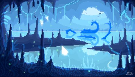 Pixel art cave - Album on Imgur Weird Desktop Backgrounds, Blue Pixel Wallpaper, Pixel Art Wallpaper Desktop, Sea Pixel Art, Pixel Art Game Background, Blue Pixel Art, Pixel Kawaii, Pixel Wallpaper, Pixel Art Landscape