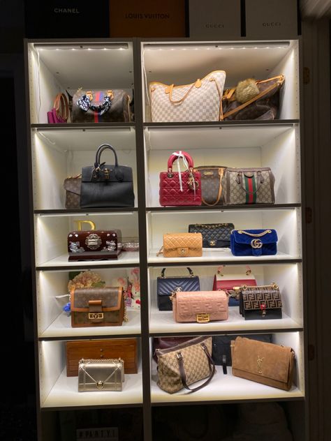 Handbag Collection Display, Handbag Display, Bag Closet, Bedroom Interiors, Handbag Collection, Luxury Women Fashion, Retail Therapy, Displaying Collections, Luxury Life