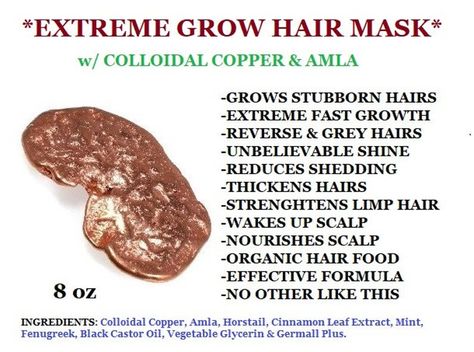 EXTREME GROW Hair Mask Fast Growing Hairs Colloidal Copper | Etsy Hair Masks For Hair Growth And Thickness, Hair Mask For Strength And Growth, Hair Growth Mask Super Fast, Hair Growing Mask, Eggs Hair Mask For Growth, Egg For Hair Growth Masks, Organic Hair Mask, Reverse Gray Hair, Rosemary Hair Growth