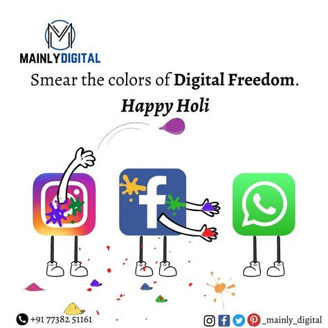 Smear the colors of Digital Freedom....!!
.
.
HAPPY HOLI 🙏
.
.
Contact Us - 7738251161 Happy Holi Digital Marketing, Holi Creative Ads For Digital Marketing, Holi Digital Marketing, Happy Holi Creative Ads, Holi Creatives, Holi Offer, Holi Poster, Marketing Ads, Festival Post