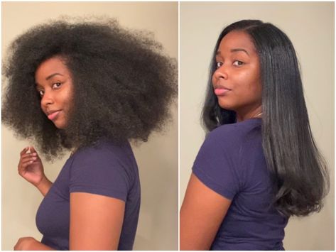 Full Natural Hair, Medium Silk Press Natural Hair, Silk Press Afro Hair, Long Thick Hair Black Women, Bumped Ends Silk Press, Silk Press Natural Hair With Extensions, Long Straight Natural Hair, Silk Press Thick Natural Hair, Silk Press Natural Hair Long Curls