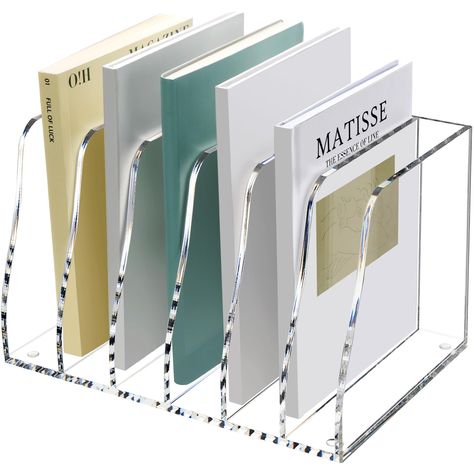 PRICES MAY VARY. 🗂️LARGE CAPACITY FILE SHELF: 6 compartments measuring 10.35" x 6.73" x 6.29", can be used as a file organiser, bookshelf, binder organiser, perfect for storing files, magazines, archives, letters, books, binders, folders, mail, eyeshadow palettes and more. The open design also allows you to store larger types of documents! 🗂️STURDY AND DURABLE FILE ORGANISING SHELF: The file organizer is made of high quality PMMA acrylic material, overall 5mm thickness, sturdy and durable, han File Shelf, Desk File Organizer, Desktop File Organizer, Desk File, Magazine File Holders, Accessories Organization, Family Organization, Office Supplies Desk Accessories, Acrylic Desk