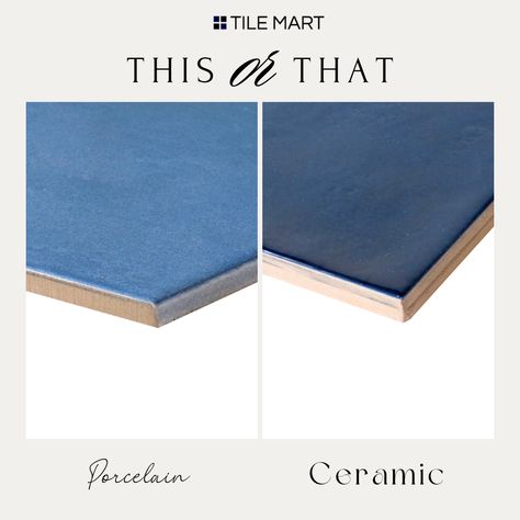 Porcelain Tiles vs. Ceramic Tiles: Know the Difference When it comes to telling the difference between ceramic and porcelain tile, at a quick glance, there are almost no distinguishable differences between the two. It is their composition and manufacturing processes that set porcelain and ceramic tiles apart from one another. Though both porcelain and ceramic tiles are both clay-based and kiln-fired, porcelain is technically a specialized subtype of ceramic with a hardier construction. Welcome Post, Porcelain Floor, Porcelain Tiles, Kiln Firing, Floor Tile, Porcelain Ceramics, Porcelain Tile, Earth Tones, Kiln