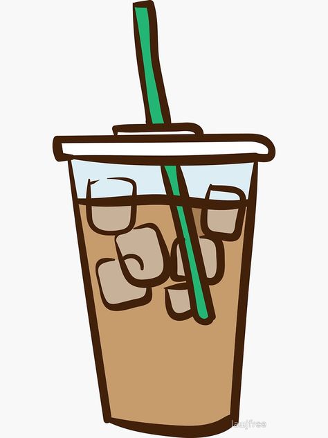 "Iced Coffee 1" Sticker by lawjfree | Redbubble Iced Coffee Cartoon, Halloween Shower Ideas, Cafe Logos, Coffee Cup Drawing, Café Starbucks, Tea Wallpaper, Coffee Cartoon, Coffee Tattoos, Coffee Drawing