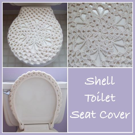 Free crochet pattern for a shell toilet seat cover. The pattern is simple and can be crocheted up in an afternoon. Crochet Bathroom, Crochet Kerchief, Toilet Seats, Crochet Kitchen, Pantry Labels, Crochet Home Decor, Toilet Covers, Crochet For Home, Bathroom Toilet