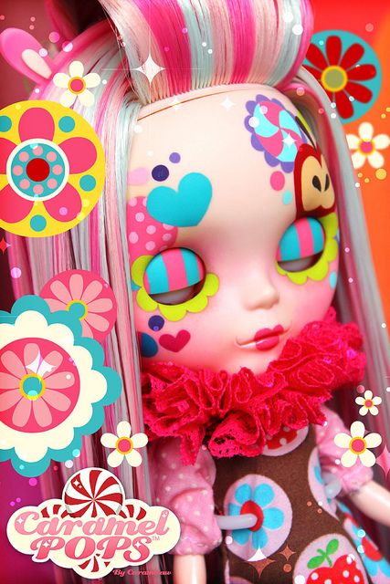 CaramelPOPS Miss Candie Love by ♥ Caramelaw ♥, via Flickr Coat Of Many Colors, Vinyl Art Toys, Chibi Anime Kawaii, Doll Beds, Unique Dolls, Rainbow Hair, Pretty Dolls, Weird And Wonderful, Dollhouse Dolls