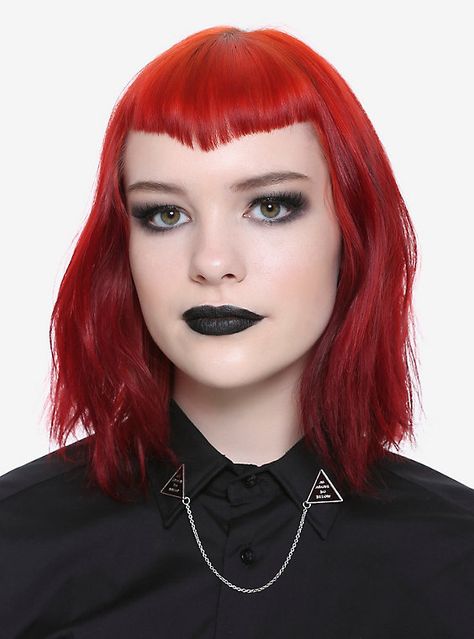 Triangle Bangs, Pin Up Bangs, V Bangs, Aussie Hair Products, Blackcraft Cult, As Above So Below, Edgy Haircuts, Goth Clothing, Chain Collar