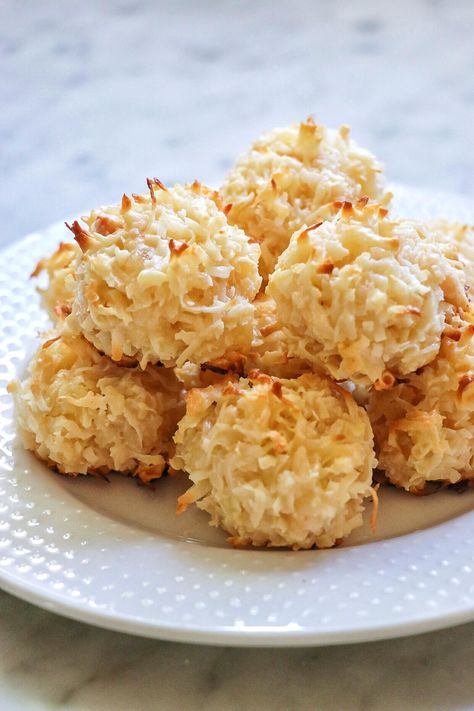 Pina Colada Macaroons Recipe | Allrecipes Coconut Macaroon, Coconut Macaroons Recipe, Dried Pineapple, Eat Cookies, Macaroon Recipes, Macaron Recipe, Coconut Macaroons, Pineapple Coconut, Atlantic City