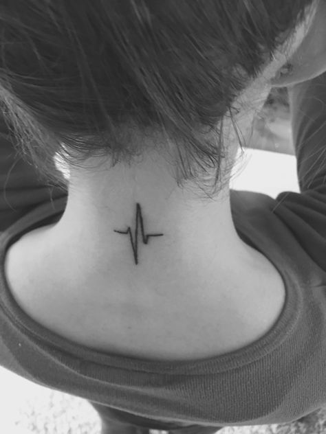 Tattoo #neck #heartbeat #pulse Behind The Neck Tattoos For Women, Behind The Neck Tattoos, Back Of Neck Tattoos For Women, Lifeline Tattoos, Best Neck Tattoos, Small Neck Tattoos, Girl Neck Tattoos, See Tattoo, Side Neck Tattoo