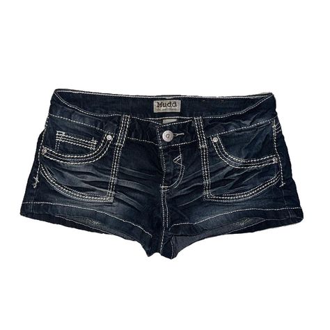 low waist dark wash denim mini shorts from Mudd... - Depop Dark Denim Shorts, Mini Denim Shorts, Skirt Y2k, Fame Dr, Mini Shorts, Low Waisted, Girl Next Door, Dark Wash Denim, Denim Mini