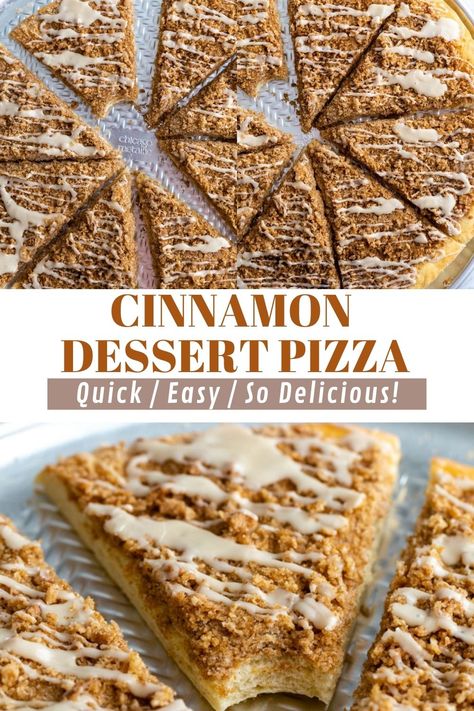 Cinnamon Pizza Dessert, Dessert Naan, Desert Pizza Recipes, Cinnamon Dessert Pizza, Homemade Dessert Pizza, Dessert Pizza Recipe Easy, Dessert Pizza Crust, Easy Dessert Pizza, Cinnamon Desserts