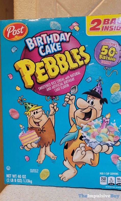 Pebbles Birthday Cake, New Cereal, Pebbles Cereal, Cereal Brands, Vanilla Birthday Cake, New Birthday Cake, Birthday Cake Flavors, 50th Cake, Angelina Ballerina