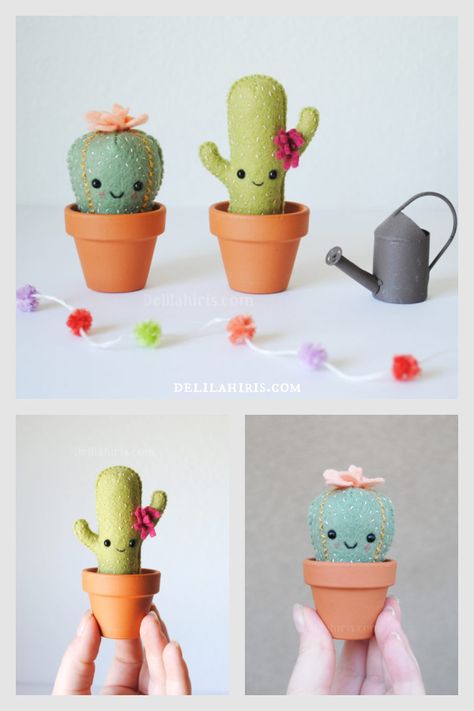 Felt Cacti And Succulents, Felt Cactus Pattern Free, Plant Sewing Pattern, Cactus Sewing Pattern, Needle Felted Cactus, Felt Cactus Diy, Felt Patterns Free Printables, Free Felt Patterns Printables, Free Felt Patterns