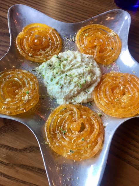 Jalebi and Rabri - two famous Indian desserts pair beautifully here at Imly in Delhi / NCR Jalebi With Rabri, Jalebi Snapchat Story, Wedding Recipes, Jalebi Recipe, Nature Picnic, Desi Street Food, Dream Cafe, Sana Javed, American Foods